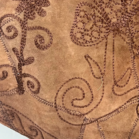 Vintage Men's AJ Brown Leather Western Vest Size 1X Snap Button Front - Picture 4 of 8